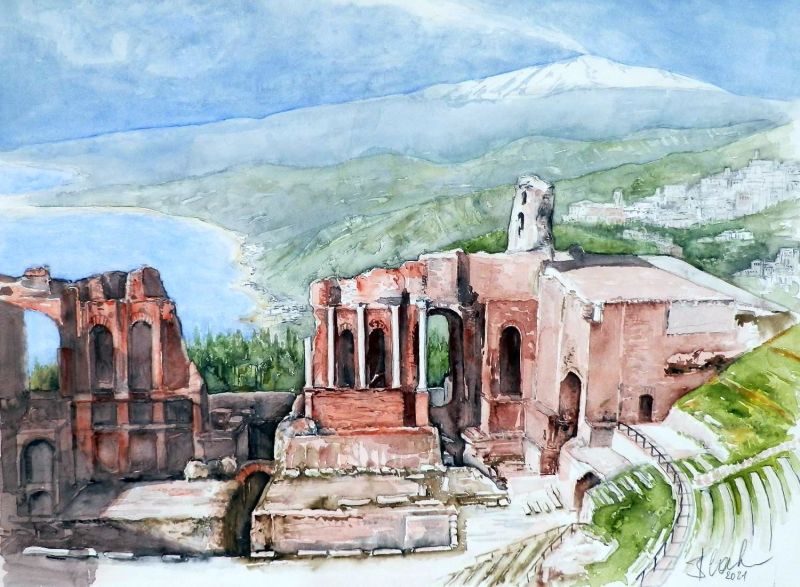 Griech. Theater in Taormina auf Sizilien (2021)
