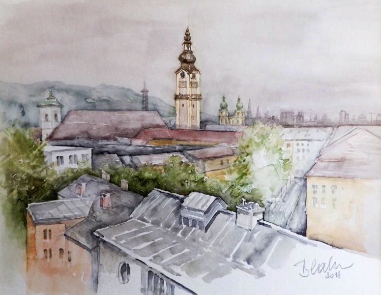 Innenstadt vom Schlossmuseum in Linz (2018)